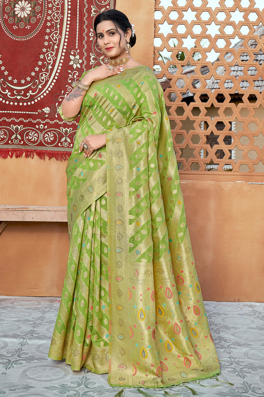Fern Green Organza Saree