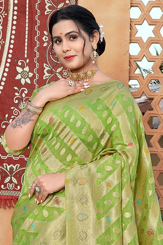 Fern Green Organza Saree