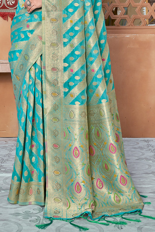 Sky Blue Organza Saree