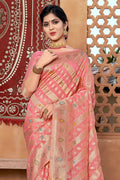 Pastel Pink Organza Saree