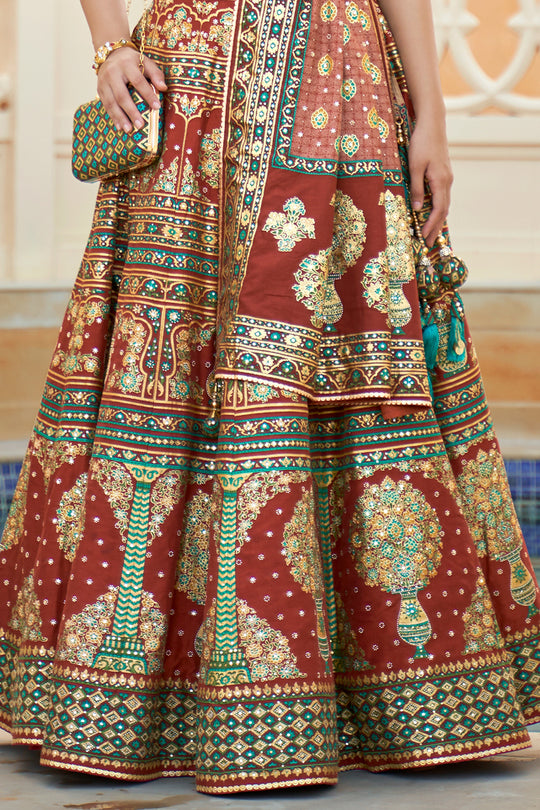 Dark Brown Silk Lehenga Choli