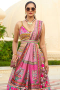Fusion Pink Silk Lehenga Choli (Semi-Stitched)