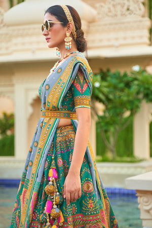 Sea Green Silk Lehenga Choli