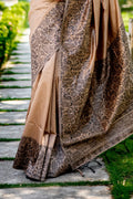 Chiku  Brown Raw Silk Saree With Blouse Piece