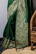Green Raw Silk Saree With Blouse Piece