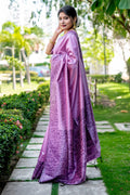 Purple Raw Silk Saree With Blouse Piece