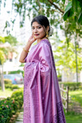 Purple Raw Silk Saree With Blouse Piece