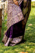 Violet Raw Silk Saree With Blouse Piece