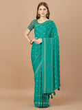 Green  Georgette Festive Wear Saree With Blouse Piecde