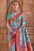 Sky Blue Digital Print Saree