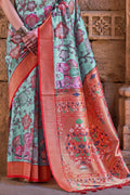 Sky Blue Digital Print Saree