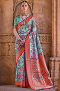 Sky Blue Digital Print Saree