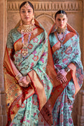 Sky Blue Digital Print Saree