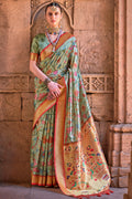 Mint Green Digital Print Saree
