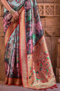 Pastel Blue Digital Print Saree