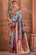 Pastel Blue Digital Print Saree