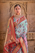 Pastel Blue Digital Print Saree