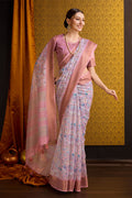 Pink Cotton Saree With Blouse Piece