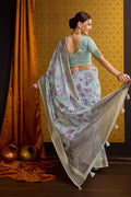 Sky Blue Cotton Saree With Blouse Piece