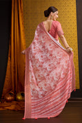 Peach Cotton Saree With Blouse Piece