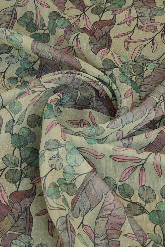 Green Cotton Saree With Blouse Piece