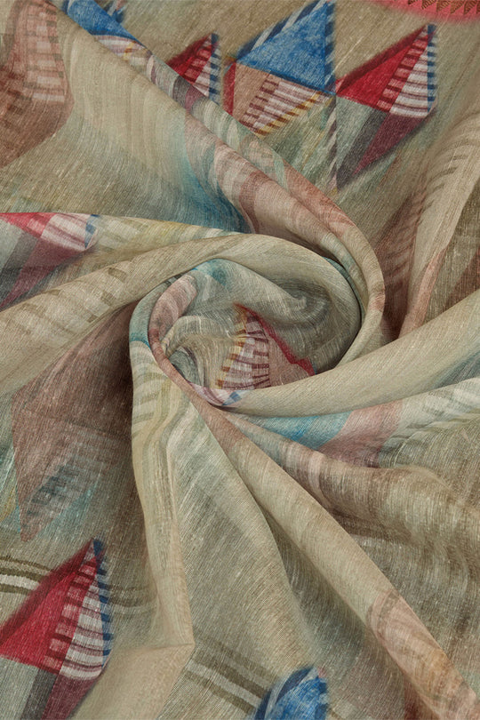 Beige Cotton Saree With Blouse Piece