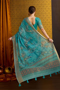 Sea Green Cotton Saree With Blouse Piece