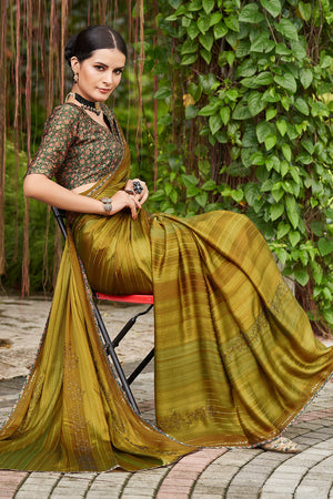 Dark Mustard Chiffon Saree