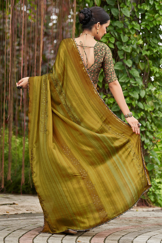 Dark Mustard Chiffon Saree