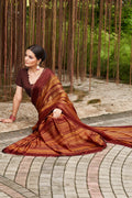 Burnt Orange Chiffon Saree