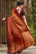 Burnt Orange Chiffon Saree