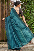 Teal Blue Chiffon Saree