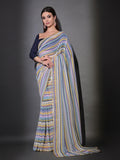 Peach Pure Georgette Party Wear Saree With Blouse Piece
