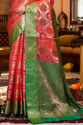 Taffy Red Organza Saree