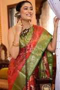 Taffy Red Organza Saree