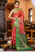 Taffy Red Organza Saree