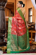 Taffy Red Organza Saree