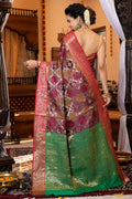 Dark Brown Organza Saree