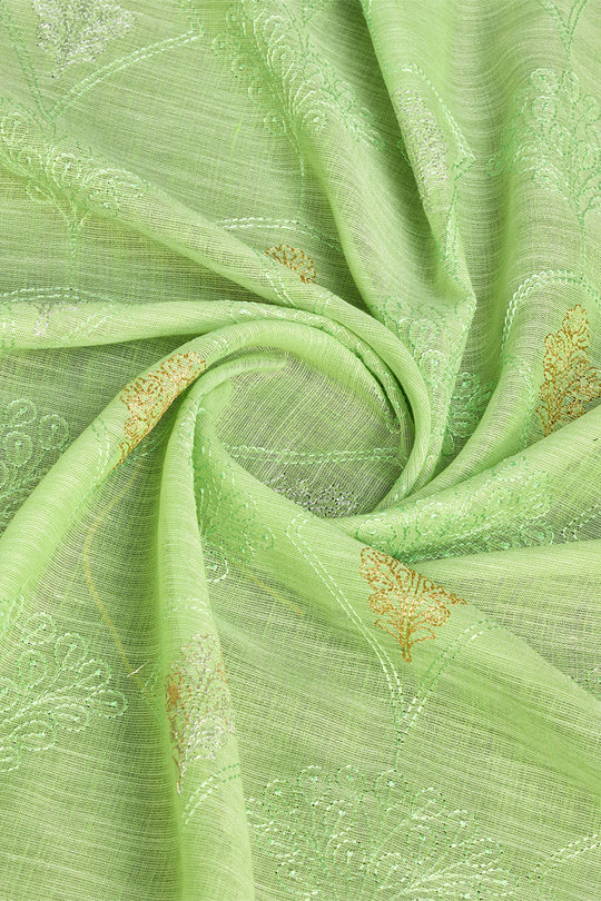 Green Linen Blend Saree With Blouse Piece
