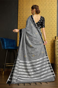 Grey Linen Saree With Blouse Piece