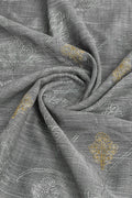Grey Linen Saree With Blouse Piece