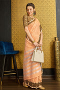 Orange Line Saree With Blouse Piece