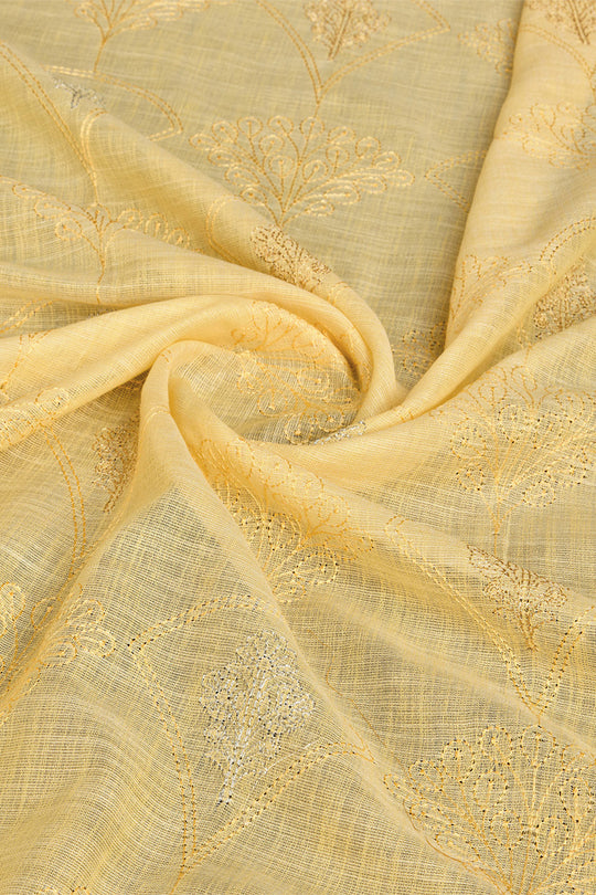 Yellow Linen Blend Saree With Blouse Piece