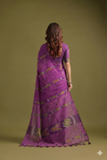 Magenta Premium Soft Ikkat Cotton Saree With Traditional Weaving Pattern On Pallu And All Over Weaving Pattern And Fancy Tassels With Running Blouse Piece