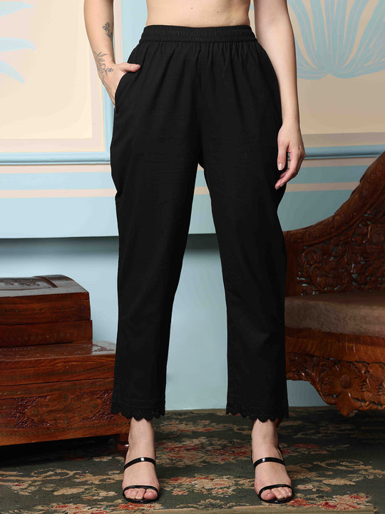 V-Neck Floral Printed Empire Pure Cotton A-Line Kurta with Trousers