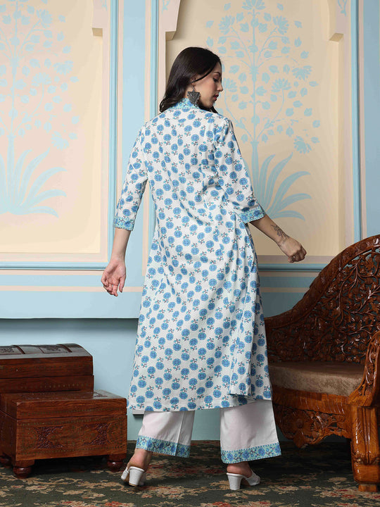 Floral Printed Regular Pure Cotton Kurta with Palazzos