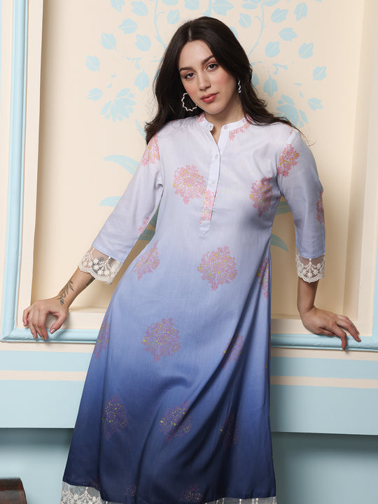 Women Ethnic Motifs Printed Regular Thread Work Kurta with Trousers