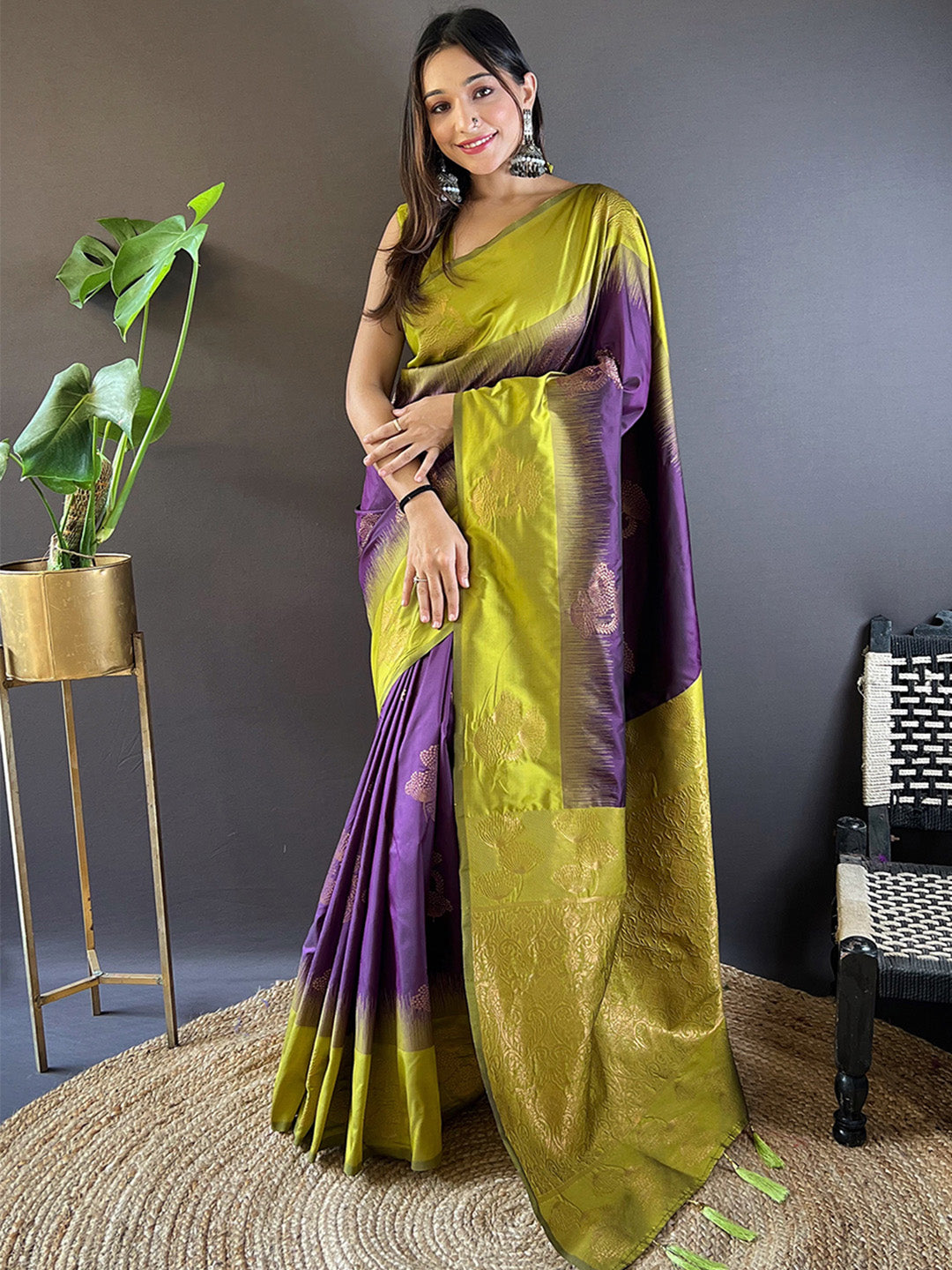 Buy Parrot Green With Purple Soft Silk Saree With Blouse Piece 59064 Online | Karagiri Buy Parrot Green With Purple Soft Silk Saree With Blouse Piece 59064 Online | Karagiri