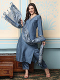 Women Ethnic Motifs Embroidered Regular Kurta with Trousers & With Dupatta