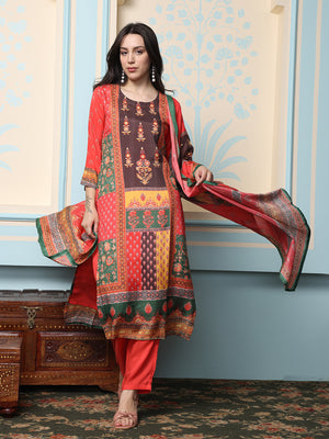 Women Floral Printed Regular Kurta with Trousers & With Dupatta
